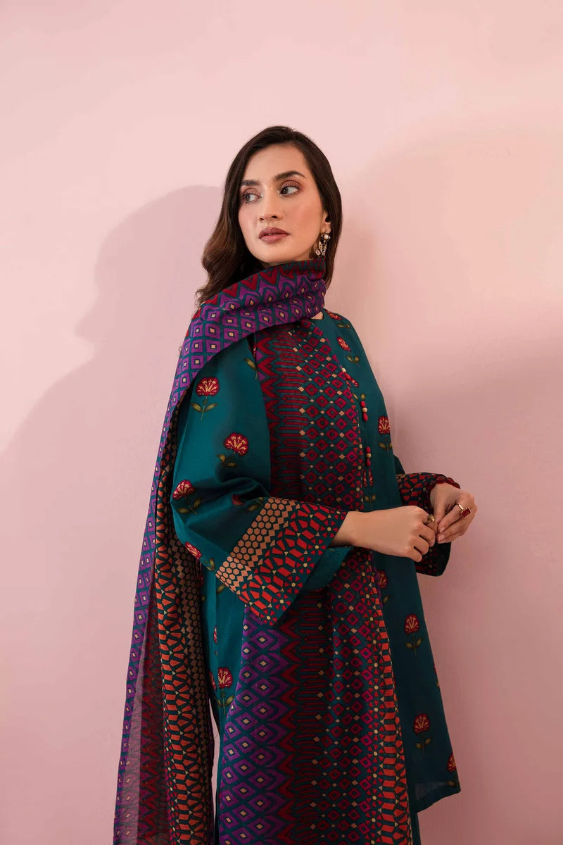 Nishat Embroidered Dhanak Three Piece D-671
