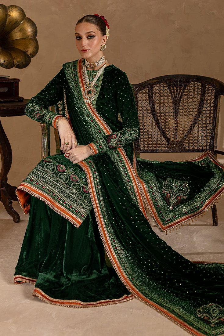 FCC ZC-150 Embroidered Velvet Three piece With Velvet Shawl Winter