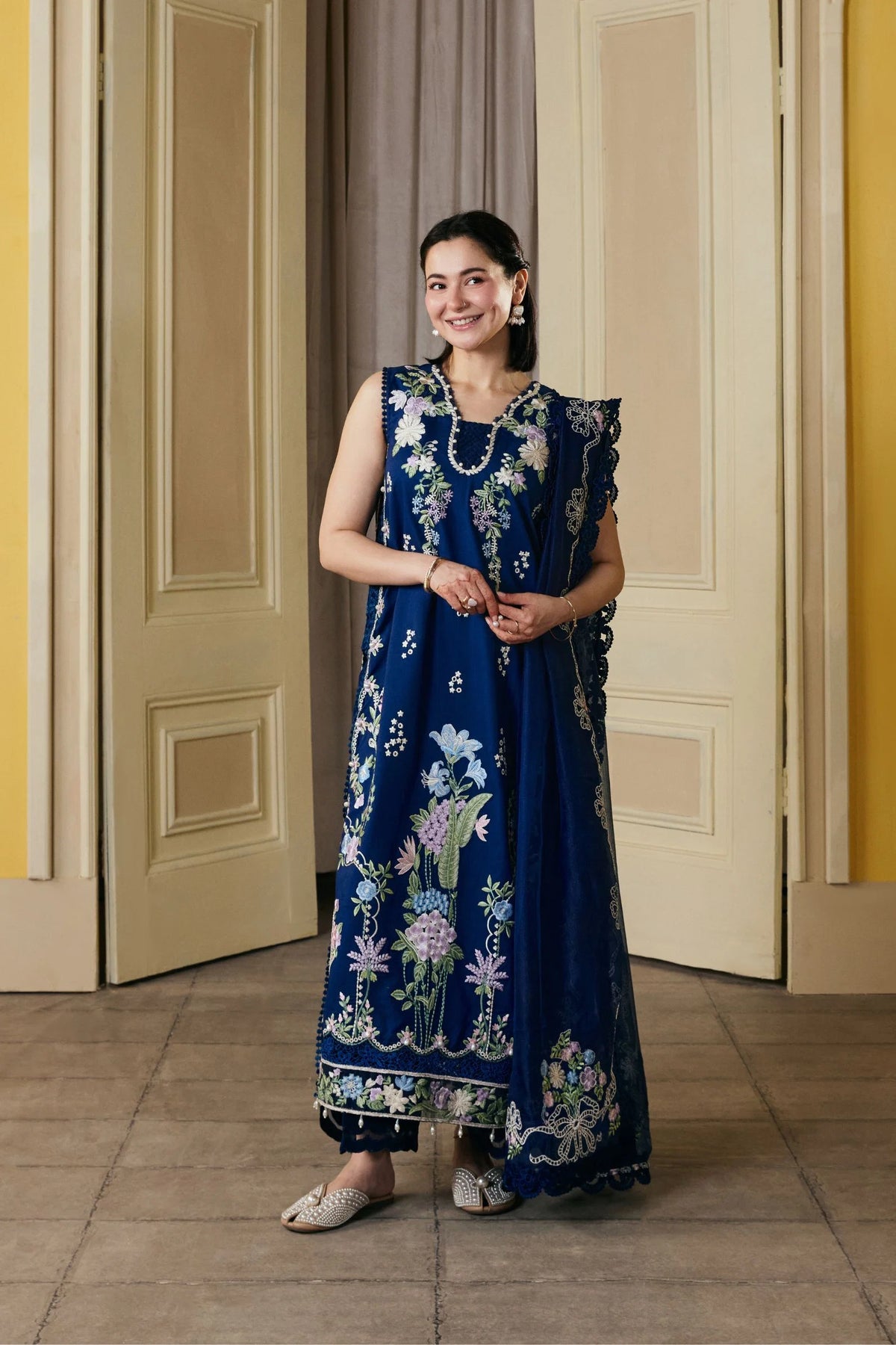 Maryam Hussain D-405 Embroidered Dhanak Three Piece