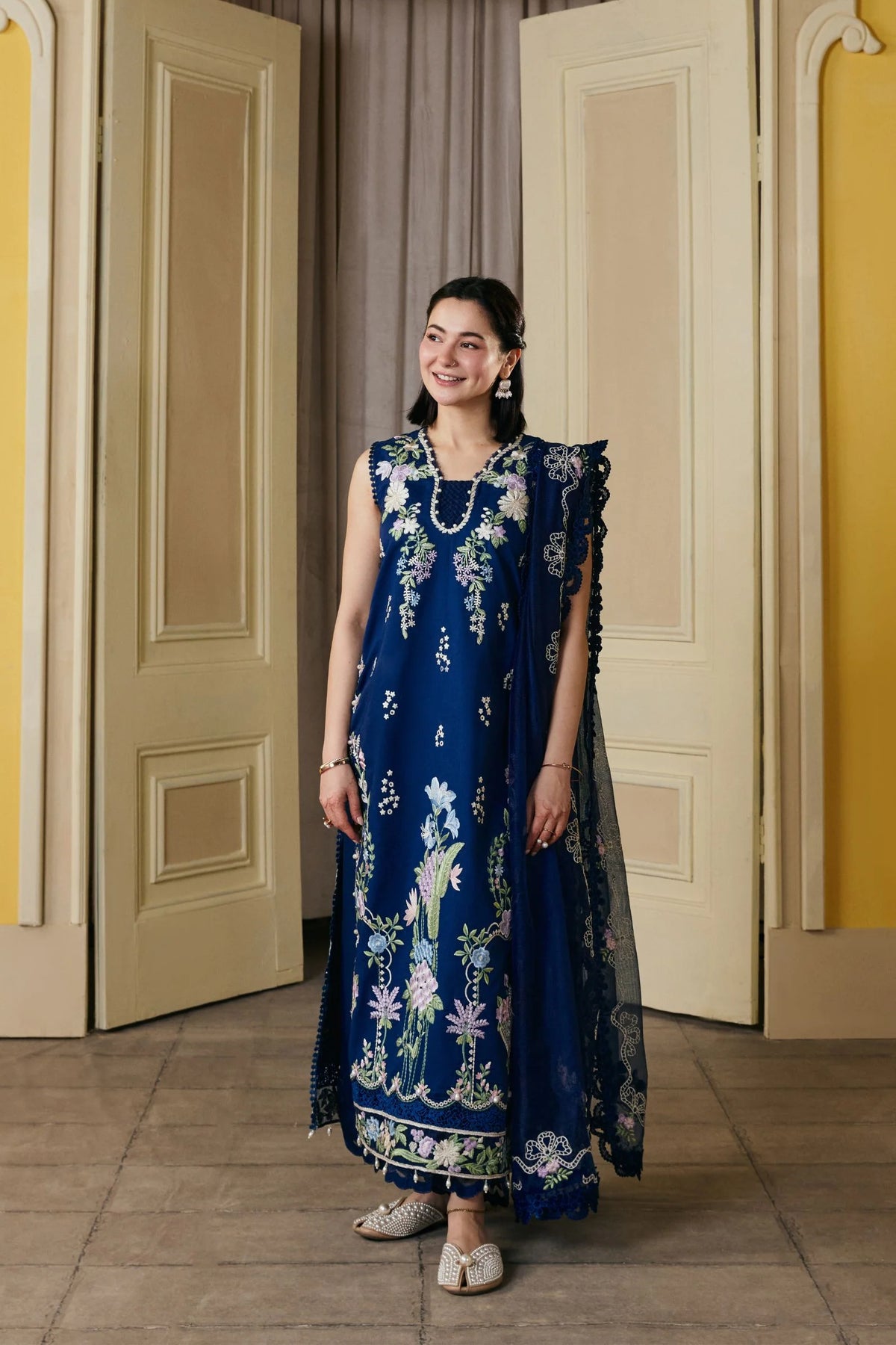 Maryam Hussain D-405 Embroidered Dhanak Three Piece