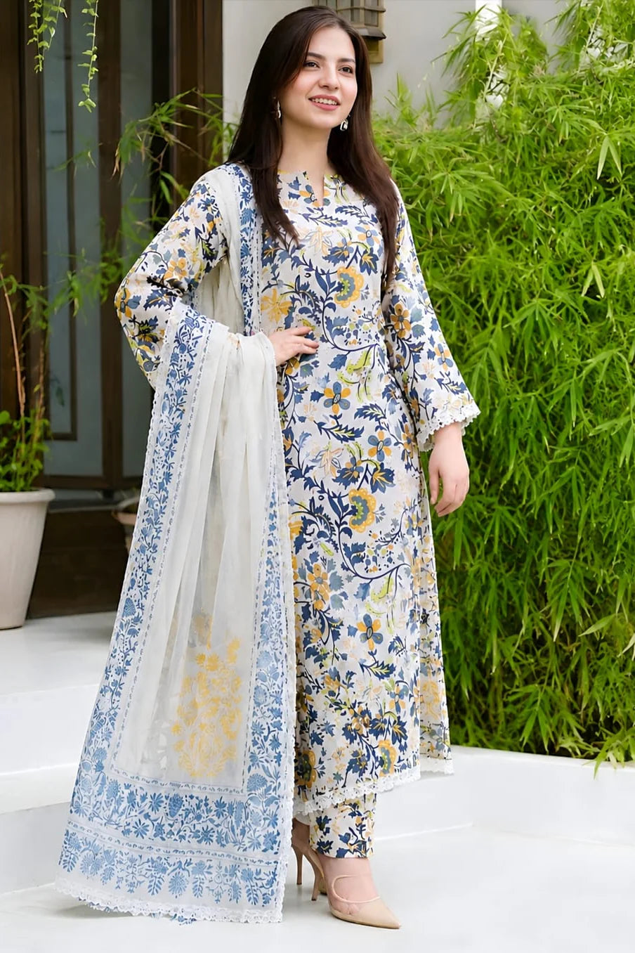 Femalechoice Syra 3 Piece - Printed Lawn Suit | D - 349