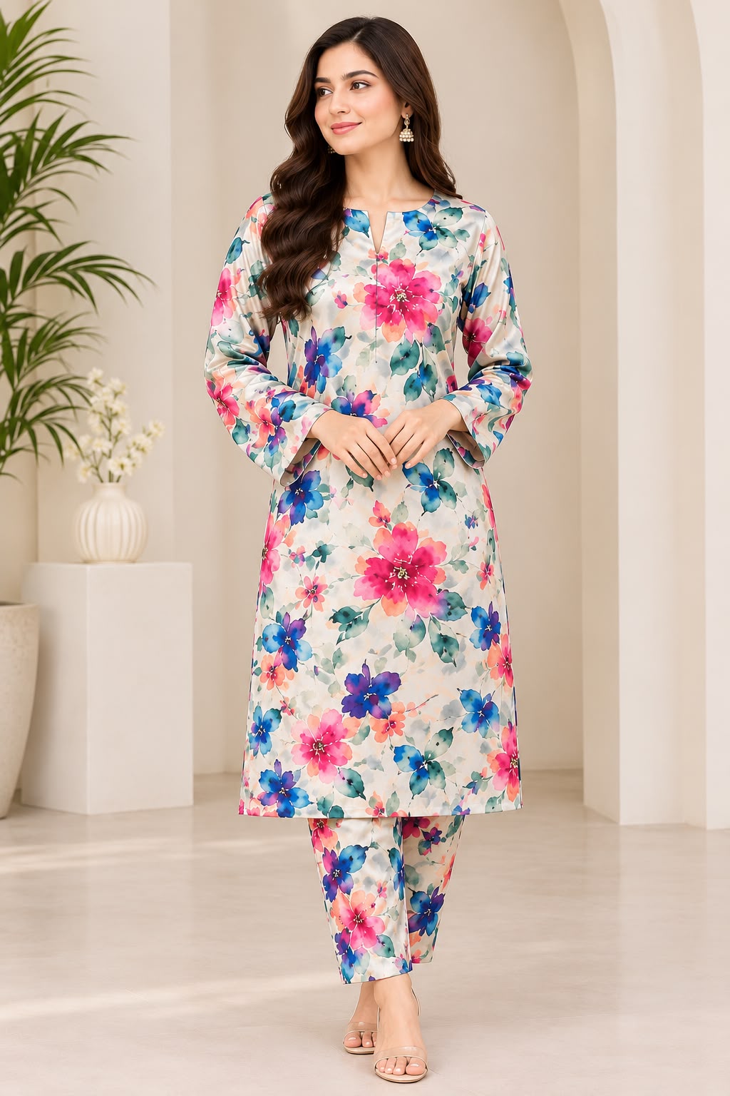 fcc-732 Printed Airjet Viscous Silk two Piece