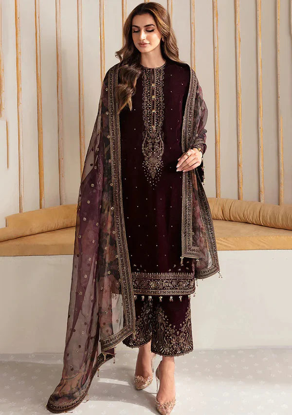 jazmin D-220 Embroidered Velvet Three piece  Winter Collection