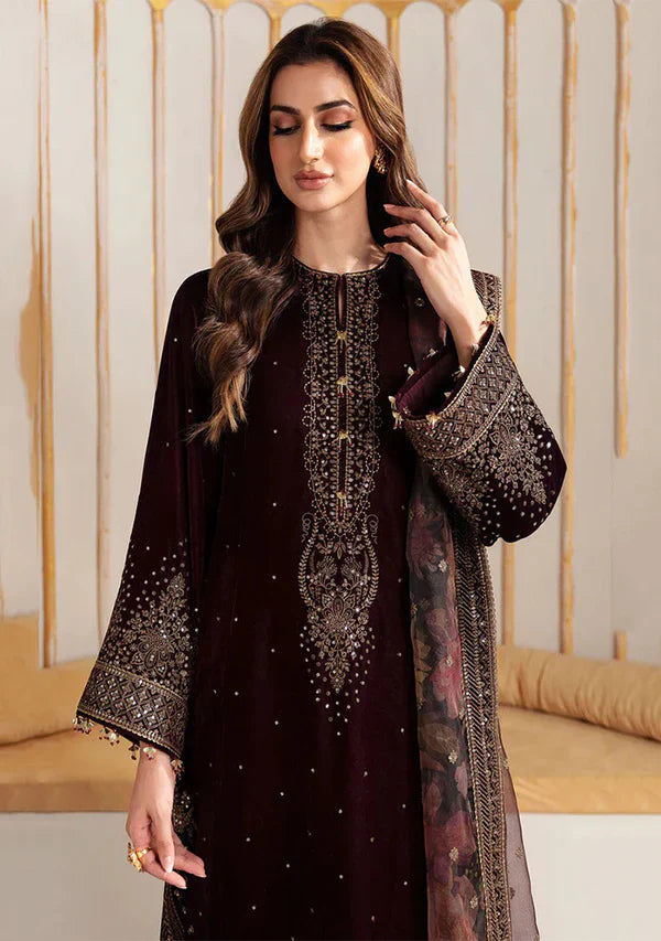 jazmin D-220 Embroidered Velvet Three piece  Winter Collection