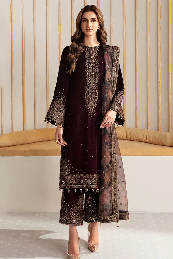 jazmin D-220 Embroidered Velvet Three piece  Winter Collection