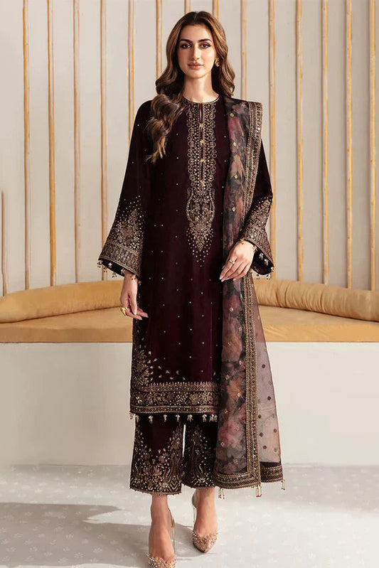 jazmin D-220 Embroidered Velvet Three piece  Winter Collection