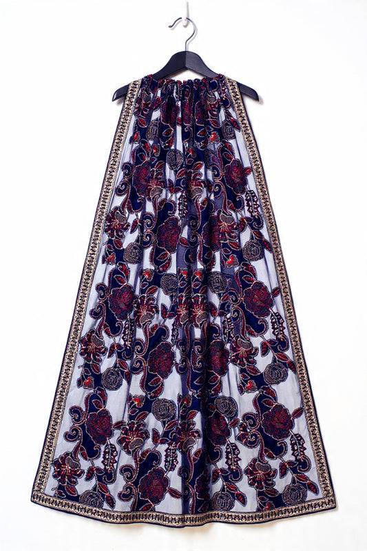 Bareeze BRS-10 Blue   Embroidered Heavy Velvet Shawl Winter Collection