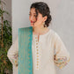 Fcc-882 off white Dhanak Embroidered three piece With Dhanak Shawl