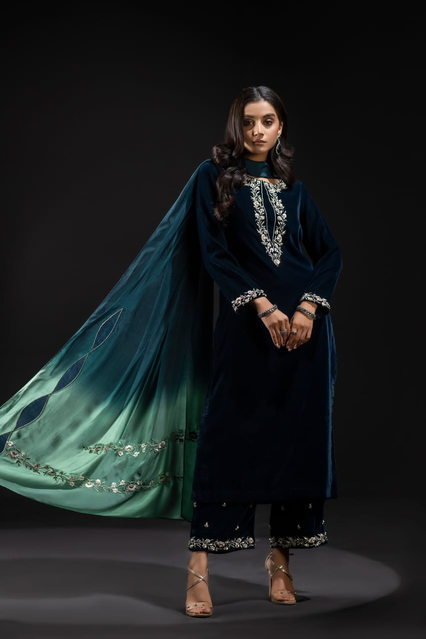 FCC ZC-16 B Embroidered Velvet Three piece  velvet Collection