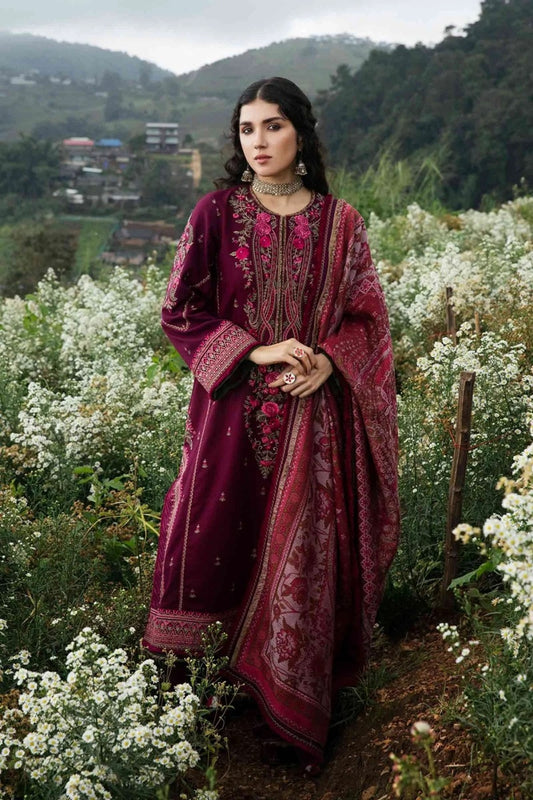 zarashahjhan Embroidered Dhanak Three Piece coco-97