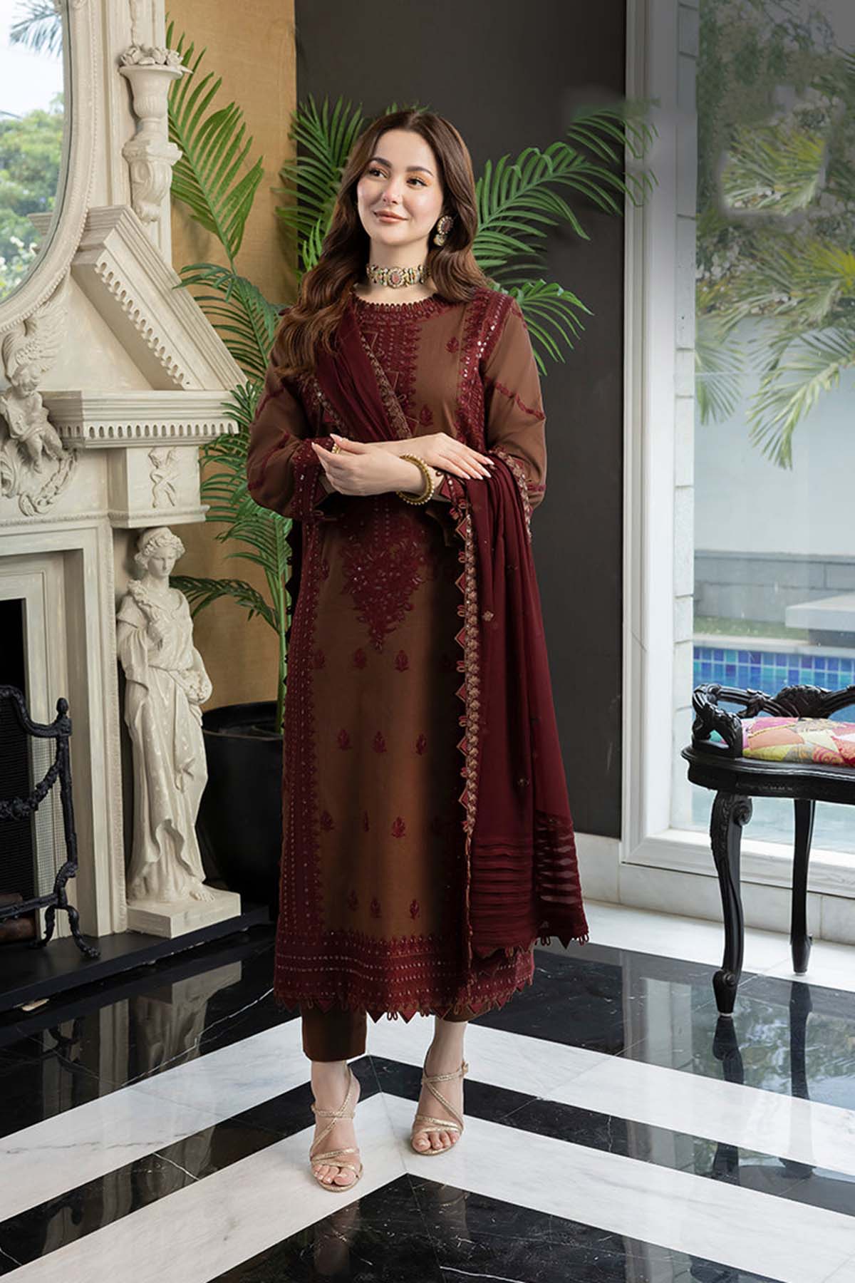 Asim jofa D-405 Embroidered Dhanak Three Piece Winter Collection