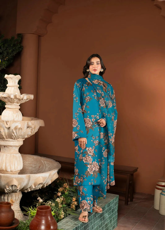 fcc-156 Printed Airjet Shamoz Silk Three Piece