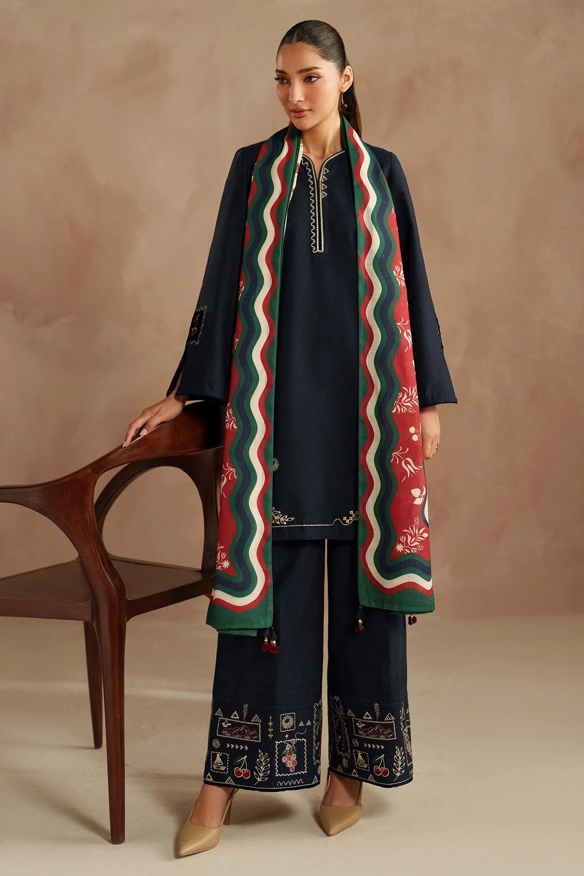 JAZMIN Embroidered Dahank Three Piece jz-403