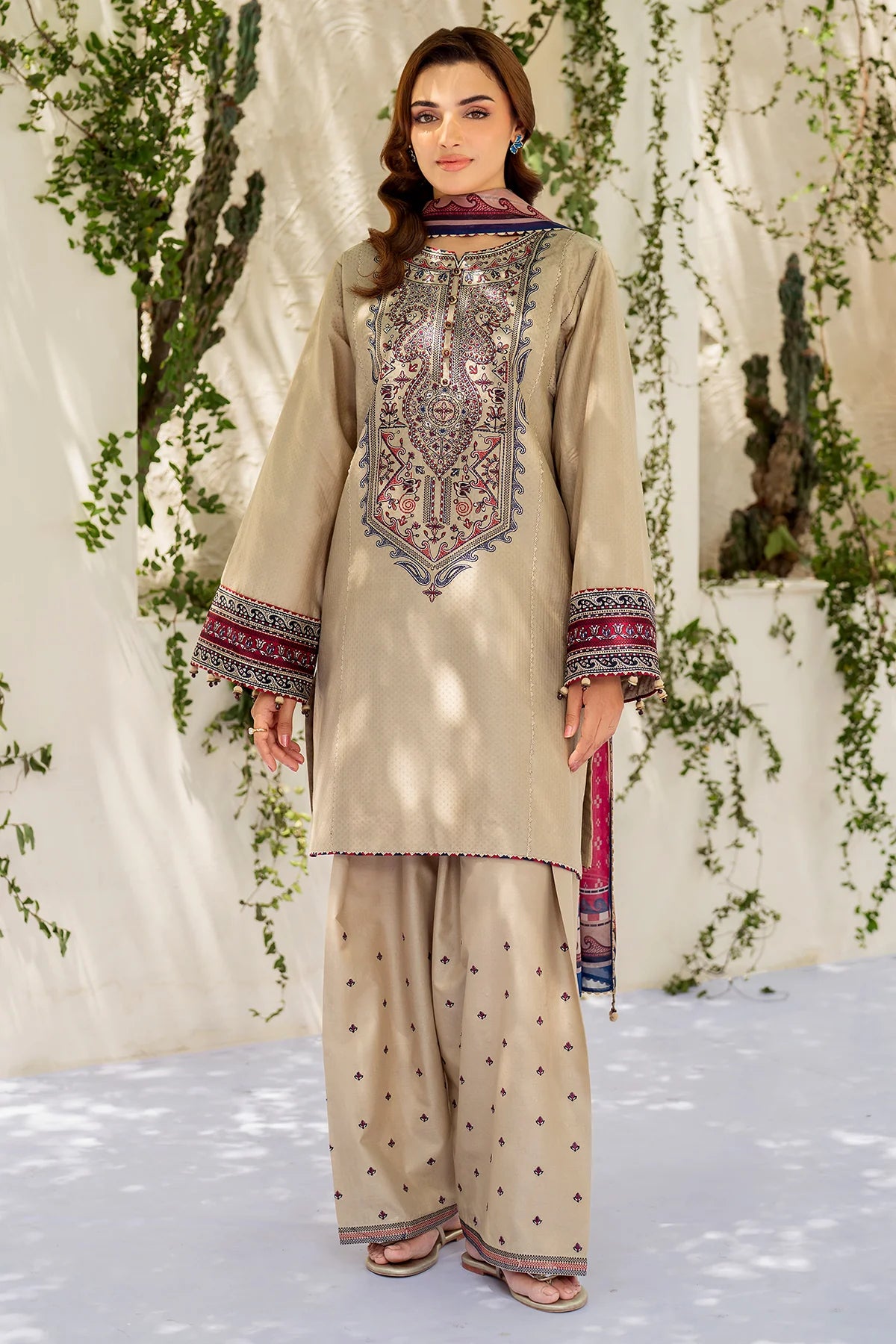 jazmin  Embroidered three  piece suit D-303