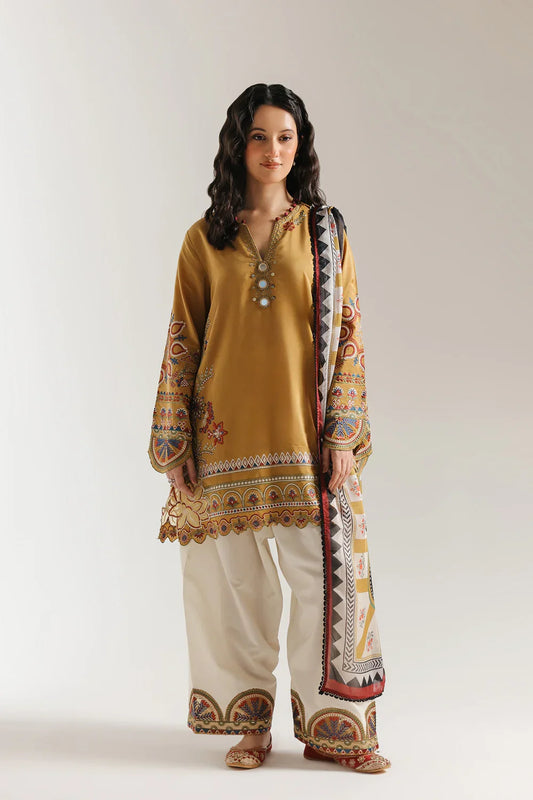 Ethnic Embroidered Dhanak Three Piece ET-415