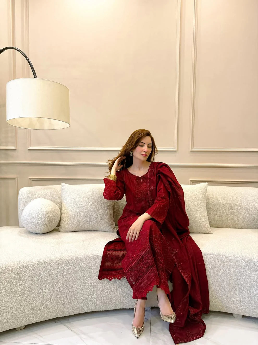 Zarqash Embroidered Dhanak Three Piece D-210