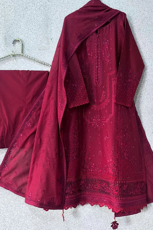 Zarqash Embroidered Dhanak Three Piece D-210