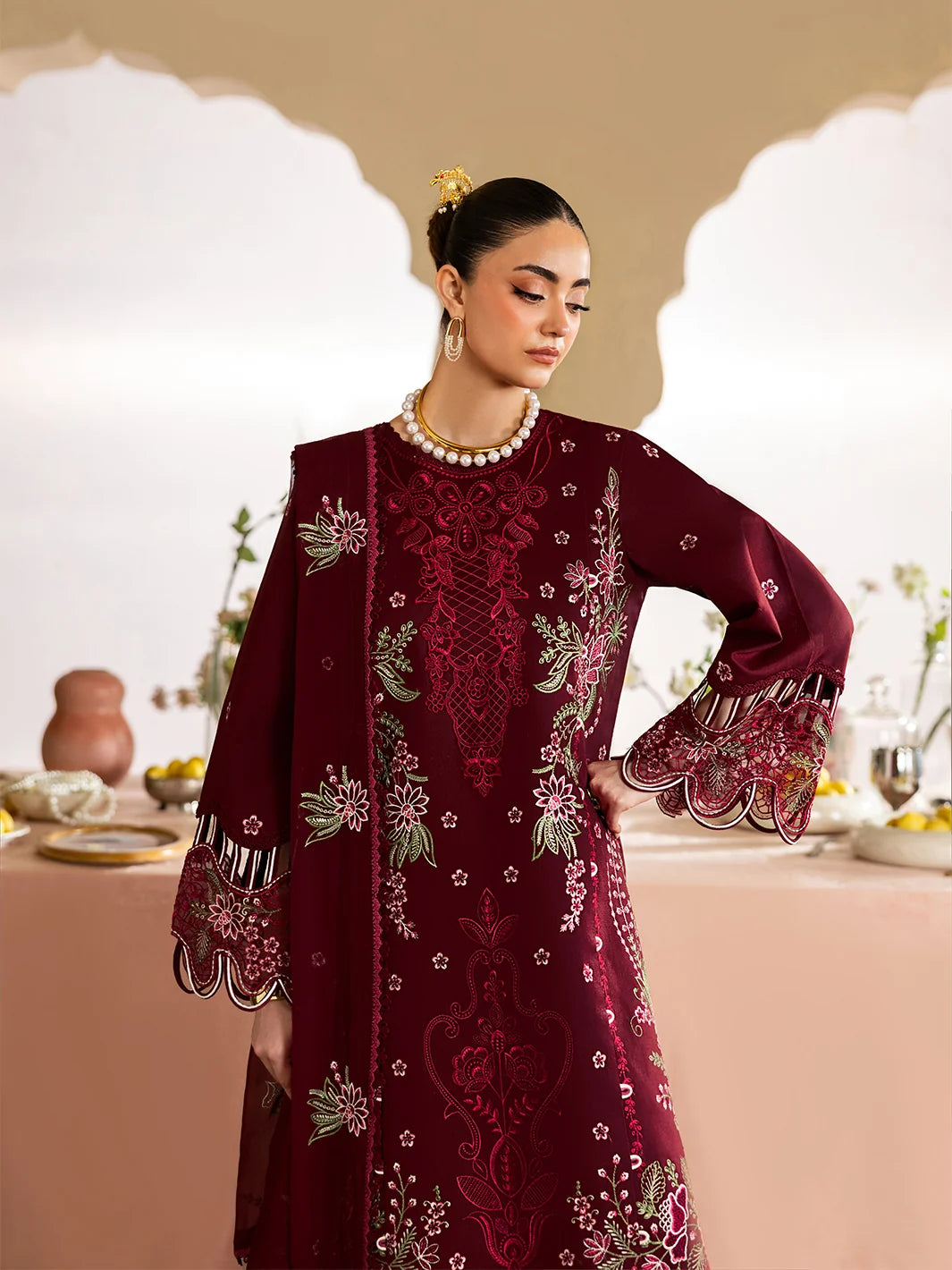 Mor Bagh Embroidered Dhanak Three Piece MB-409