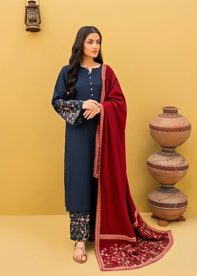 KASTOOR Embroidered Dhanak Three Piece KR-754