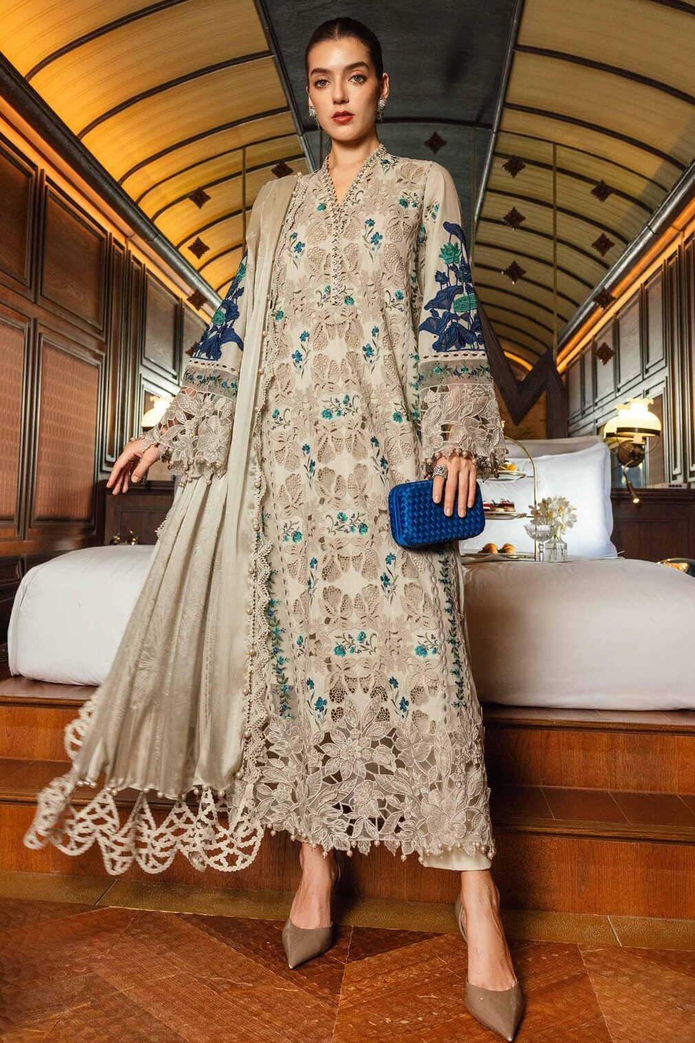 Maria B Embroidered Dhanak Three Piece MB-410