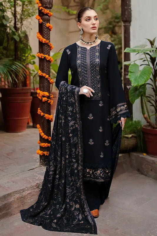 Bareeze D-10 Black Embroidered Dhanak Three Piece Winter Collection