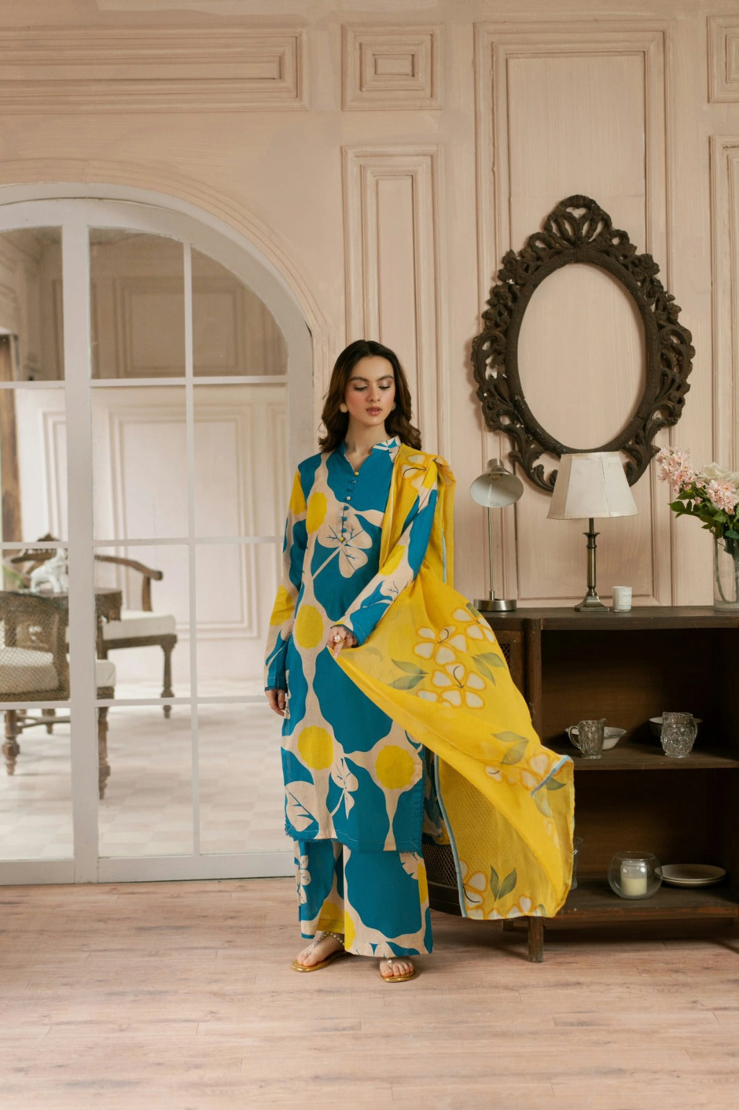 fcc-160 Printed Airjet Shamoz Silk Three Piece