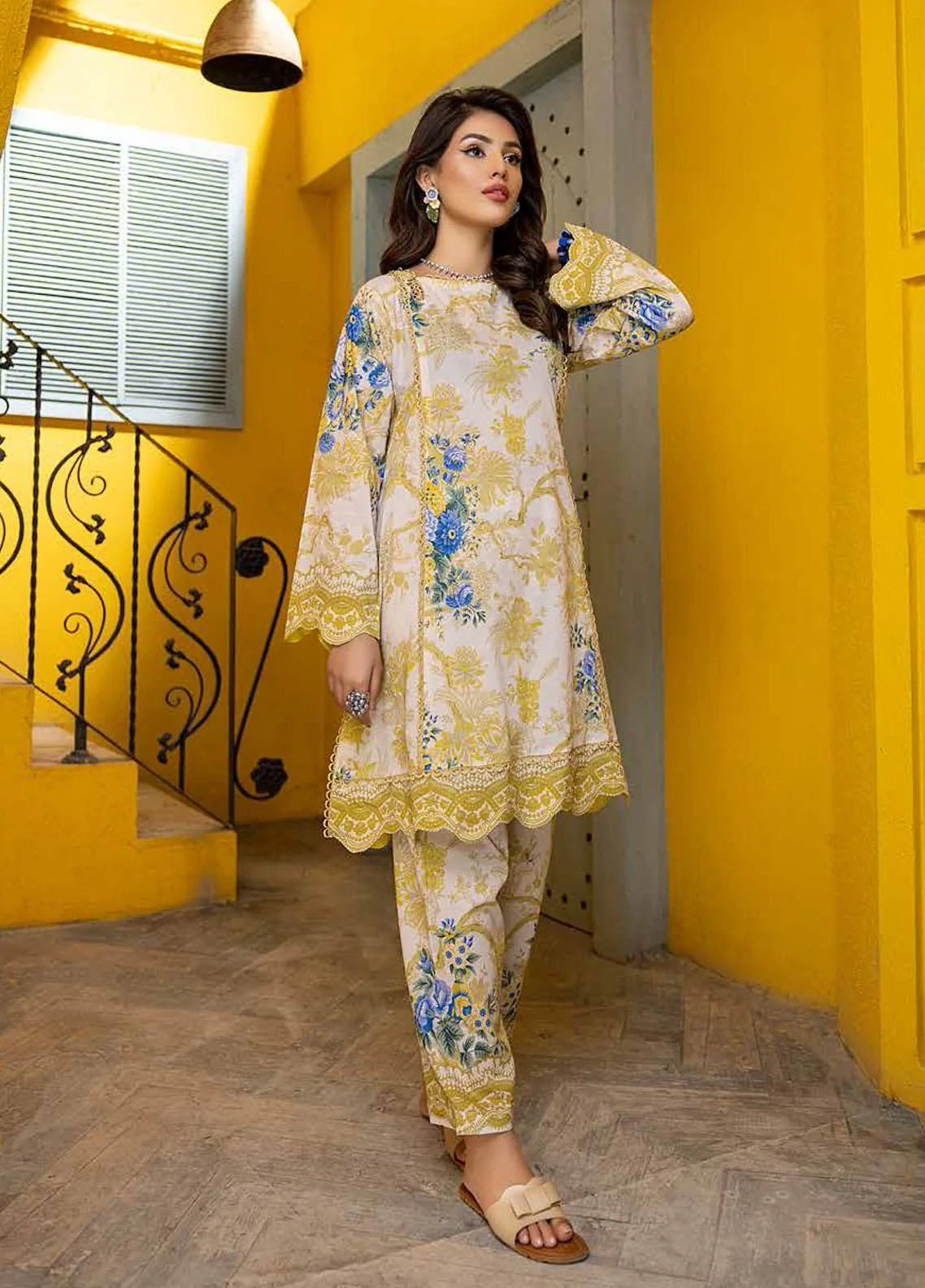 fcc-1091 Printed Airjet Viscous Silk Two piece