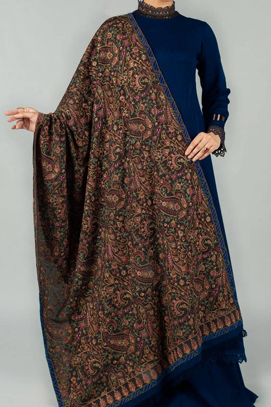 Bareeze FCC-719 Blue Embroidered Dhanak Three Piece Winter Collection
