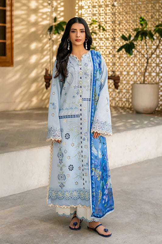 Qalamkar Chikenkari Embroidered Dhanak Three Piece QL-1049