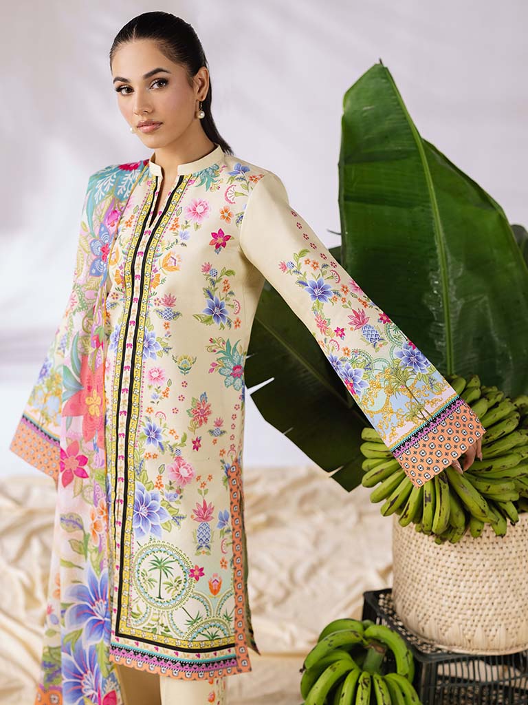 COCO BY ZARA SHAHJAHAN Printed three  piece suit D-293