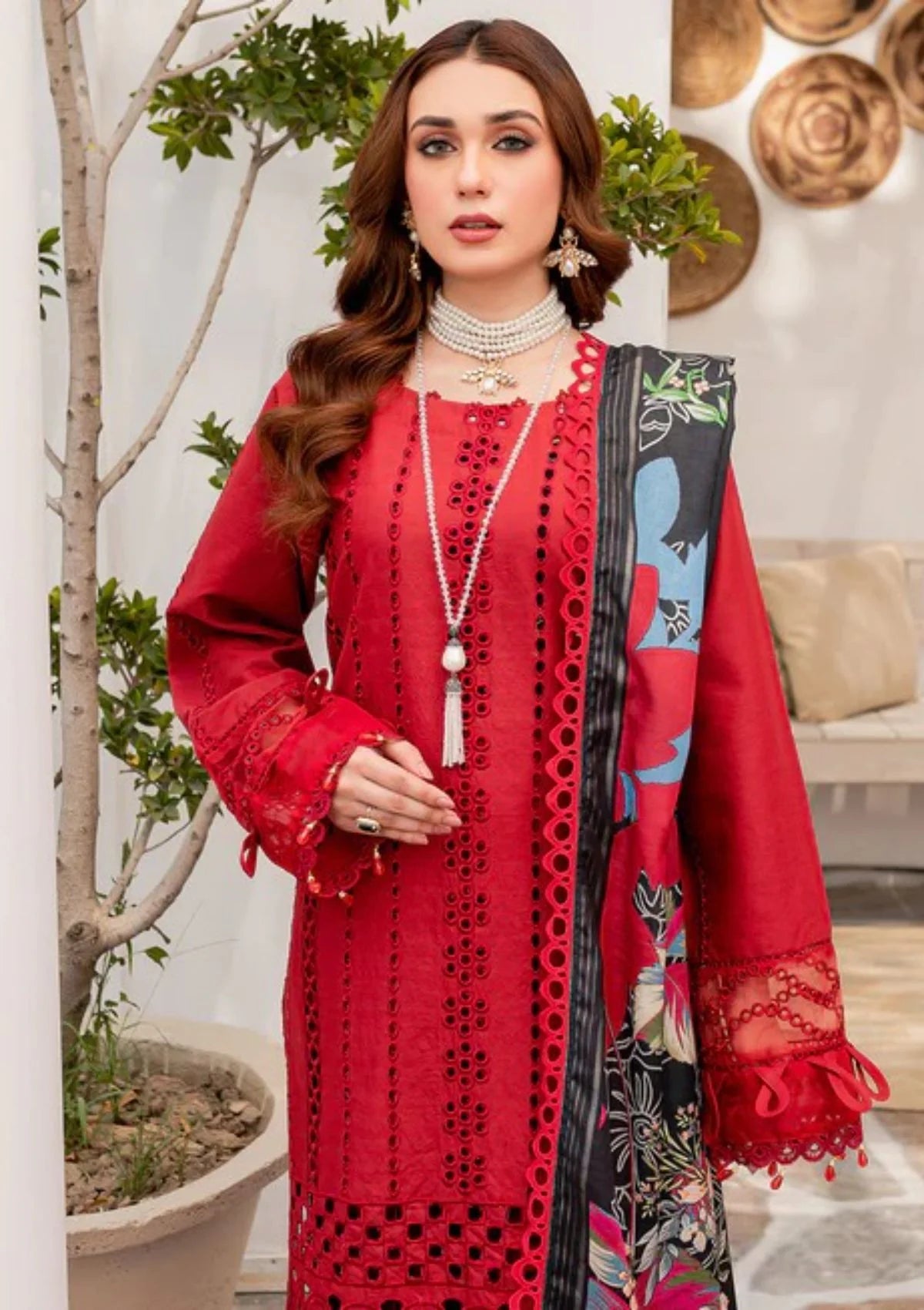 Maria B Embroidered Dhanak Three Piece MB-829
