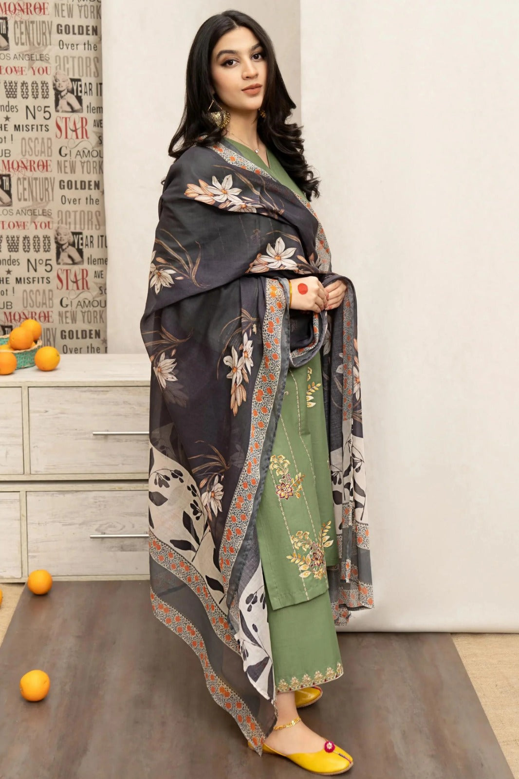 Urge Embroidered Dhanak Three Piece UR-721