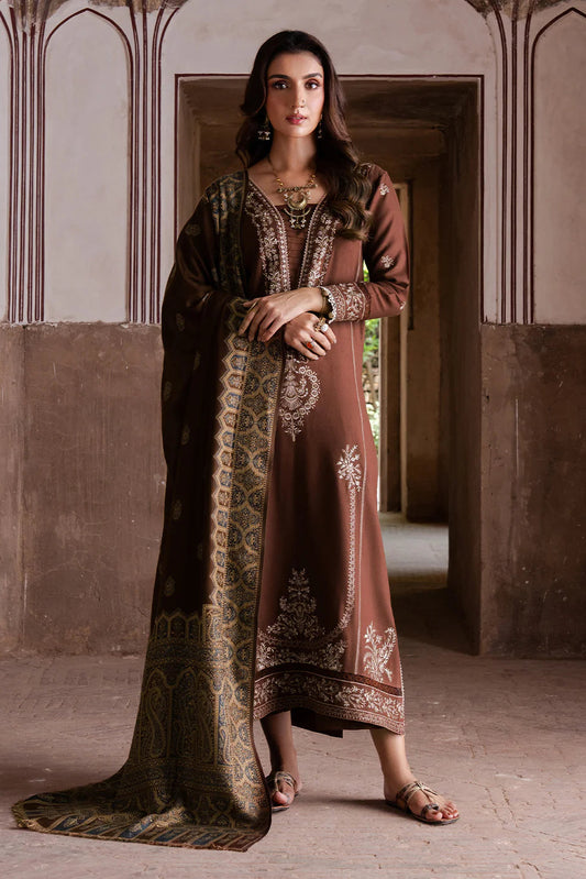 Izel Chikenkari Embroidered Dhanak Three Piece D-223