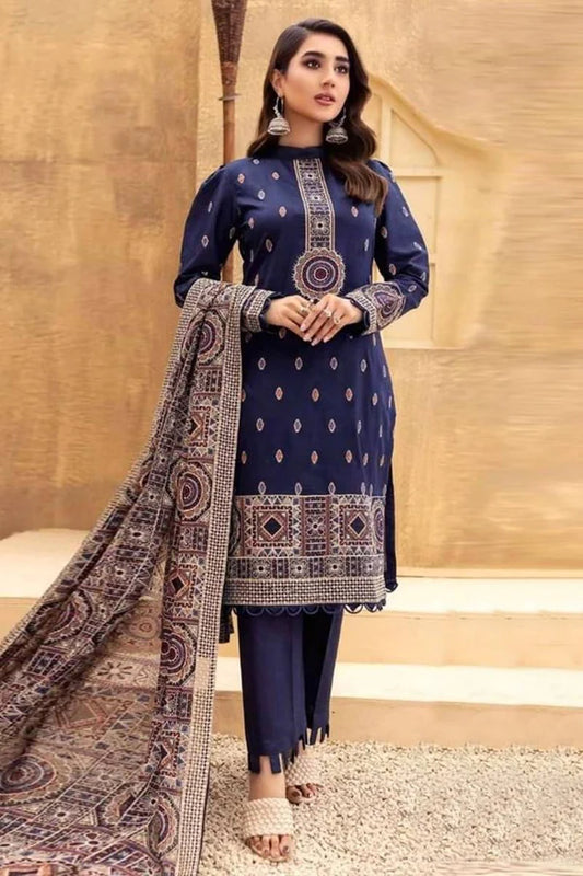 FCC-189 Blue Embroidered lawn Three Piece Summer Collection