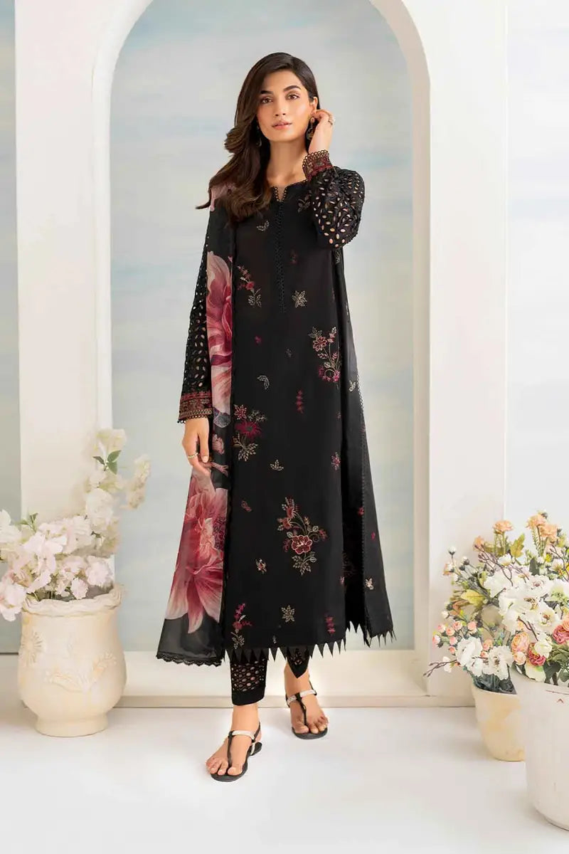 iznik Chilenkari Embroidered Dhanak Three Piece D-04