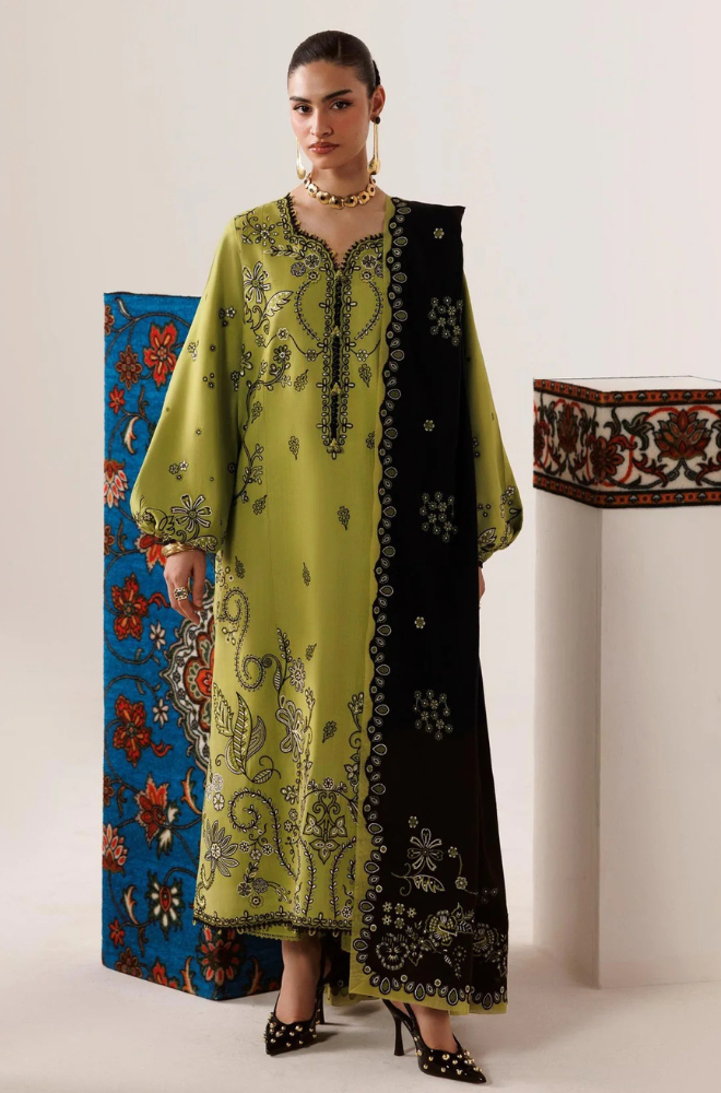 Qalamkar D-417 Embroidered Dhanak Three Piece Winter Collection (Copy)