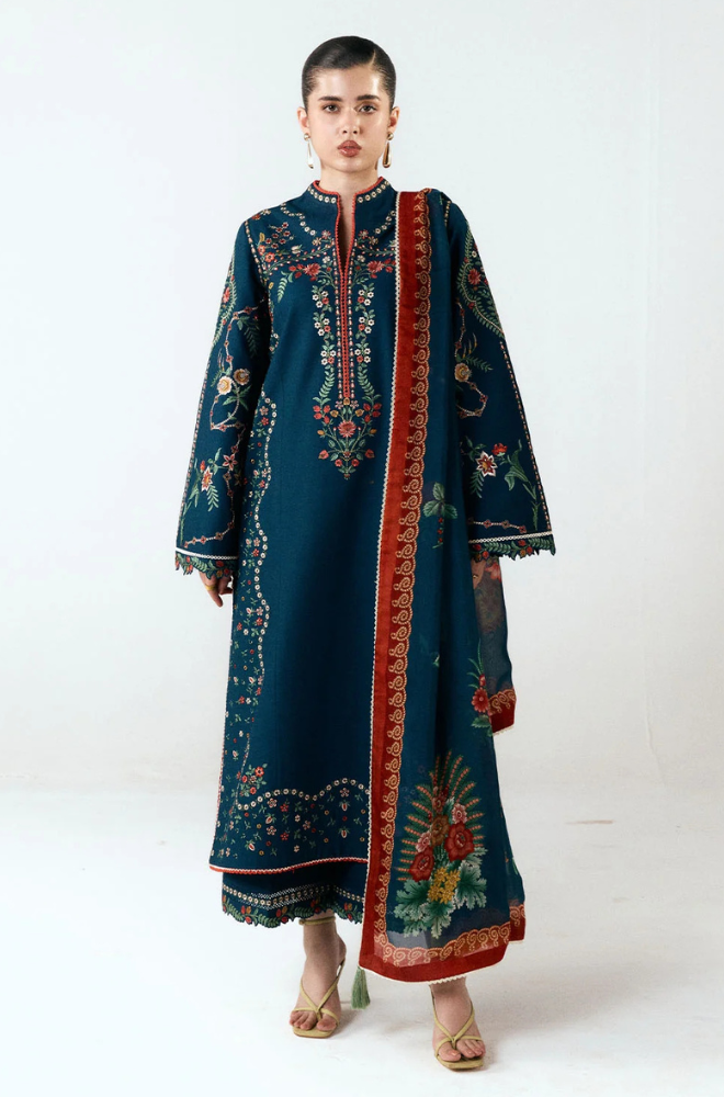 Jugnu Embroidered Dhanak Three Piece J-416