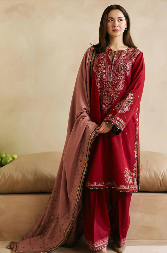Zara Shahjahan Embroidered Dhanak Three Piece ZC-757