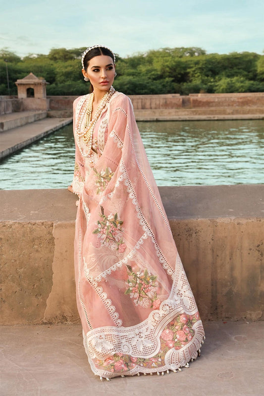 Crimsonn CR-02 Pink Embroidered Linen Three Piece Winter Collection