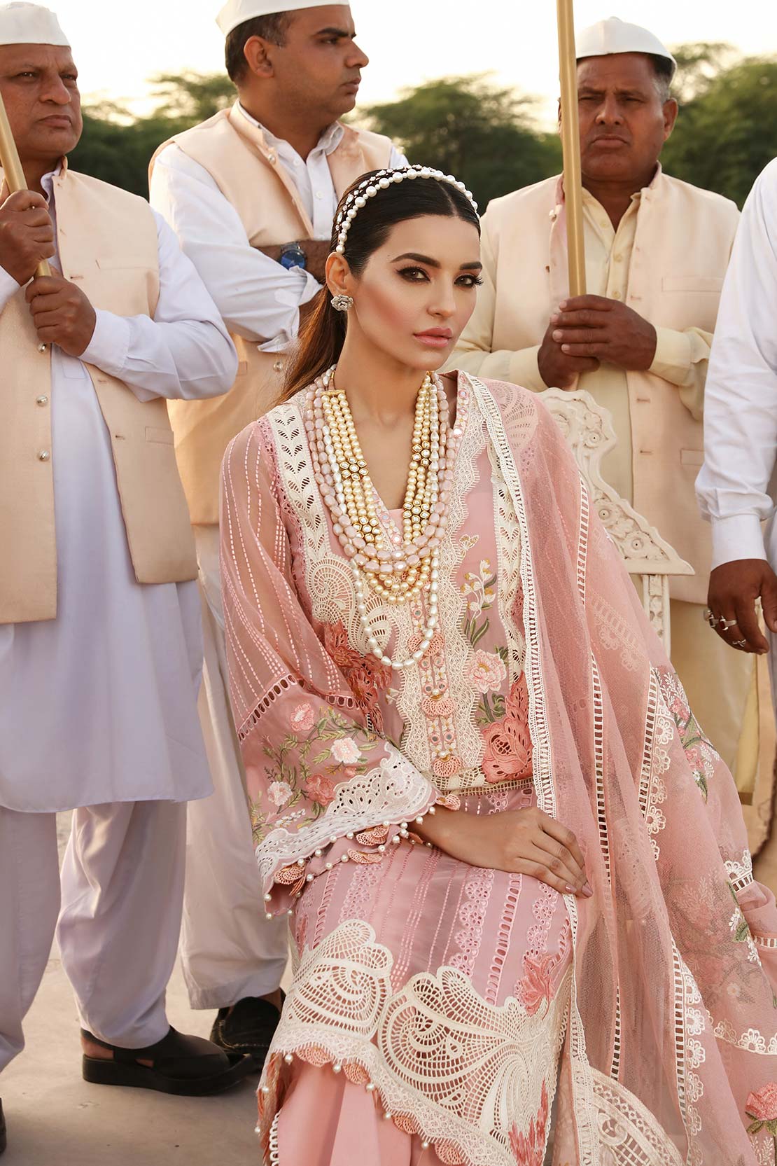 Crimsonn CR-02 Pink Embroidered Linen Three Piece Winter Collection