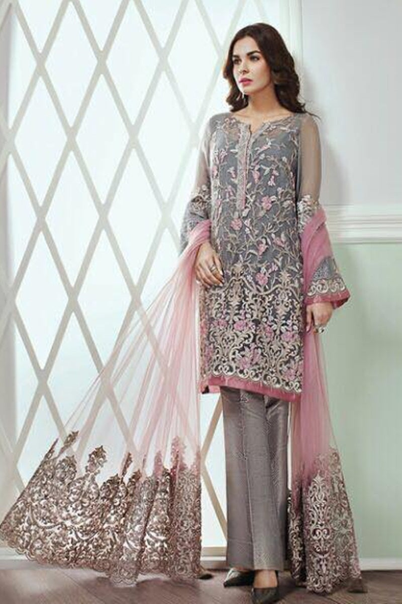 Jazmin Baroque BQR-005 Unstitched Pure Chiffon Collection Embroidered Two Piece