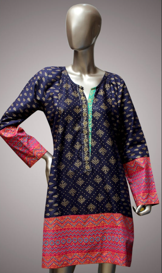 FCC-008 Blue Lawn Embroiderd Stitched Shirt
