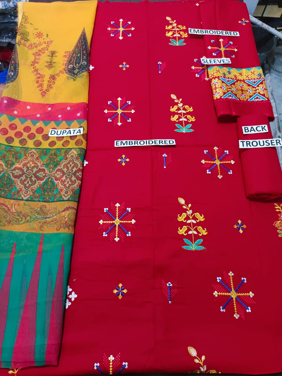 Batik Embroidered Linen Three Piece (BT-01)