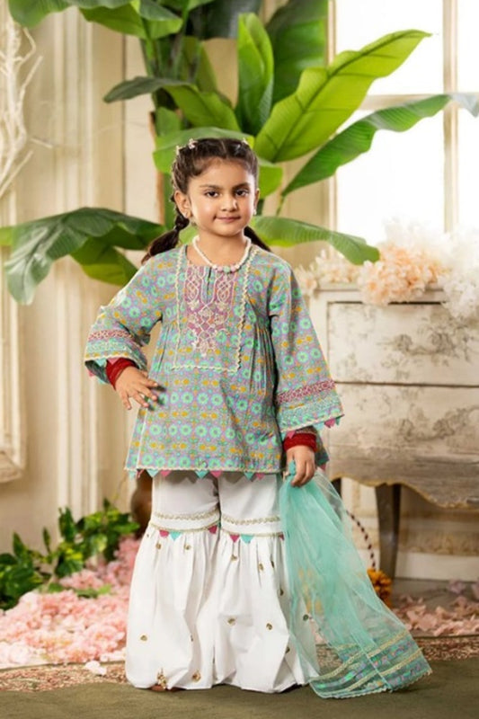 FCP-05 Printed Embroidered kids Wear Lawn two piece