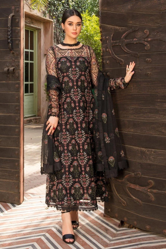 Bareeze BR-501 Black (Organza) Embroidered Three Piece Linen Collection