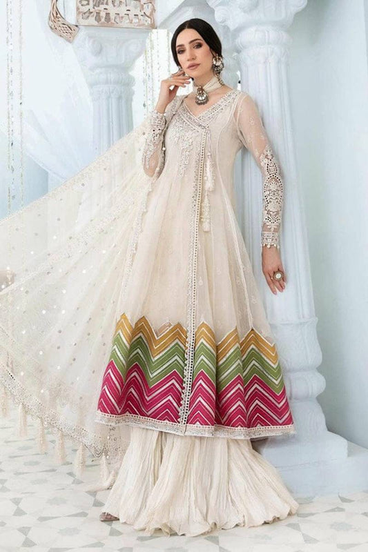 MB-01 Organza Shirt wedding Collection Linen inner  Embroidered 3 pc
