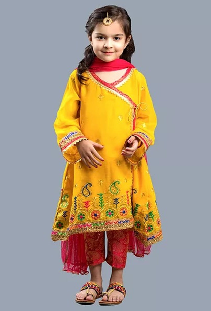 Maria B D-07 Yellow kids Wear Lawn Embroidered two piece