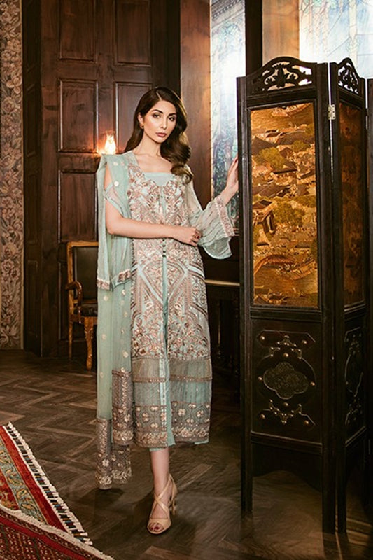 Iznik Pastel Turquoise (IZK 06) Unstitched Chiffon Collection Embroidered Two Piece Shirt & Duppata