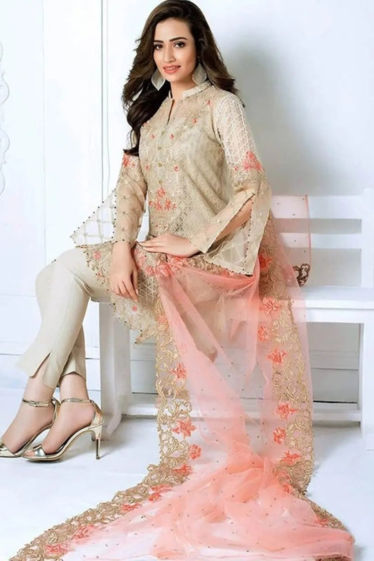 Gul Ahmed GA-21 Unstitched Net Collection Embroidered Three Piece
