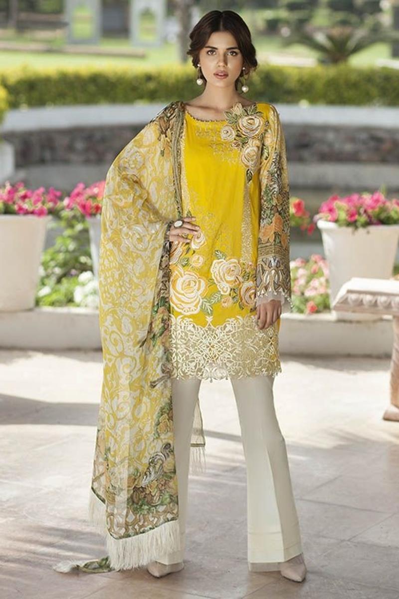 mussamry Yellow Embroidered Three Piece Lawn Collection